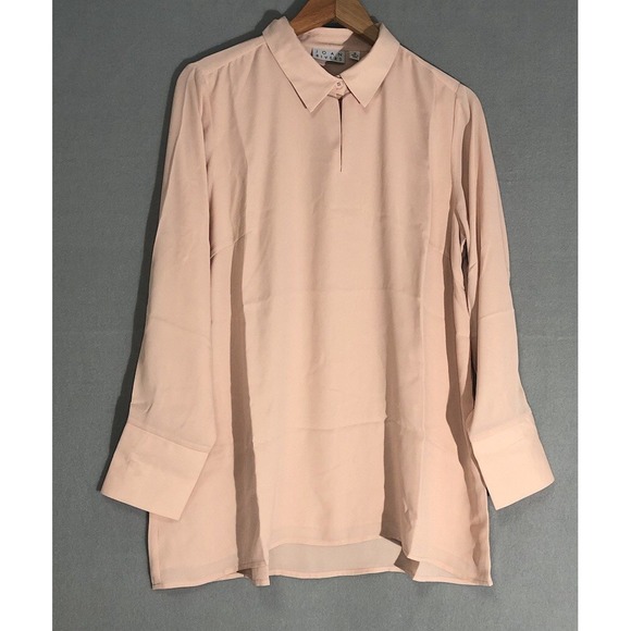 Joan Rivers Tops - Joan Rivers Flowy Long Sleeve Blouse w/Button Neckline Bisque Sz M NEW